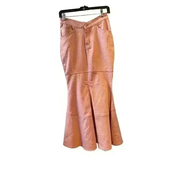 New Women Pale Pink House Of Sunny Denim Tulip Skirt Size 2 - Picture 11 of 16